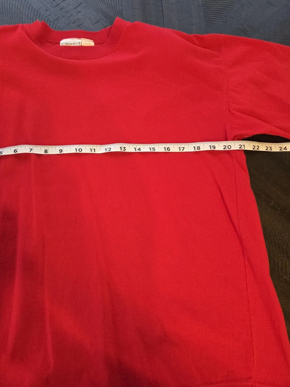 Vintage 90s Interim Red Blank T-Shirt Large Made in Egypt 100% Cotton